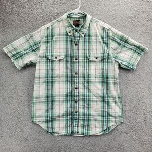 Ce Schmidt Mens Workwear Shirt Short Sleeve Button Up Size Large Plaid